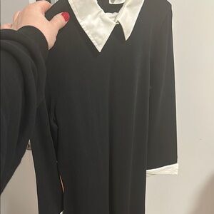 Black Dress with White Collar and Cuffs